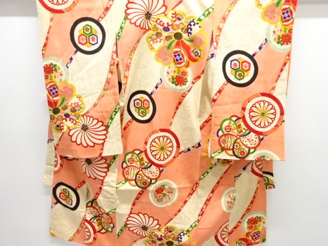 JAPANESE KIMONO / ANTIQUE KIMONO / SILK / MON KINSHA / FLOWER
